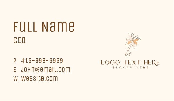 Feminine Butterfly Key Business Card Design Image Preview