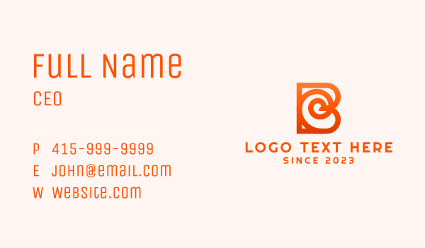 Abstract Orange Letter B Business Card Design Image Preview