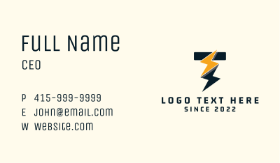 Electrical Voltage Letter T Business Card