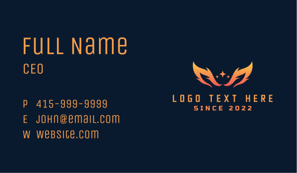 Fiery Phoenix Wings Business Card Design Image Preview