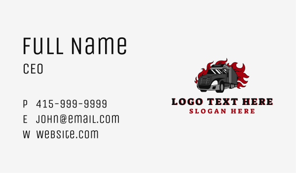Flame Cargo Truck Business Card Design Image Preview