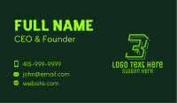 Neon Retro Gaming Number 3 Business Card Image Preview
