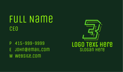 Neon Retro Gaming Number 3 Business Card