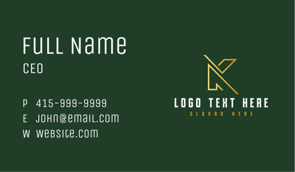 Golden Professional Letter K Business Card Design Image Preview