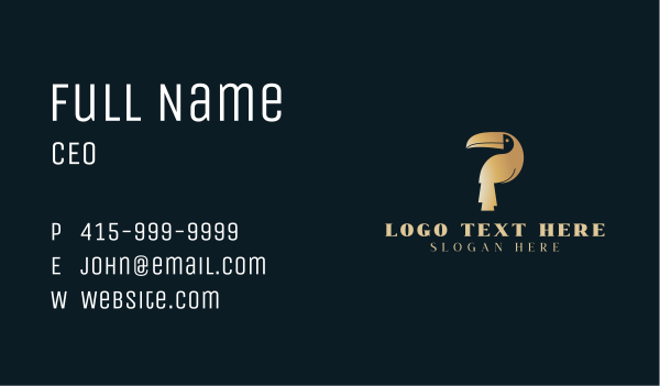 Golden Deluxe Toucan  Business Card Design Image Preview