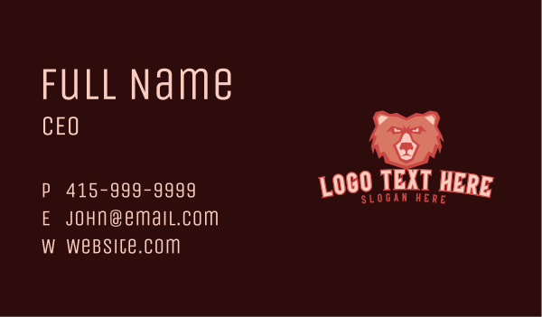 Angry Grizzly Bear  Business Card Design Image Preview