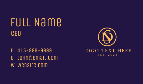 Gold Luxury D & S Monogram Business Card Design Image Preview