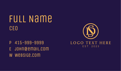 Gold Luxury D & S Monogram Business Card Image Preview