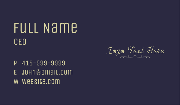 Elegant Calligraphy Business Card Design Image Preview