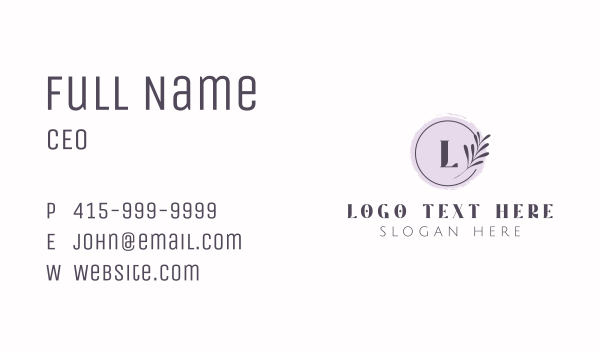 Round Leaf Lettermark Business Card Design Image Preview
