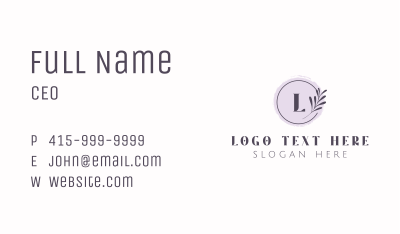 Round Leaf Lettermark Business Card Image Preview
