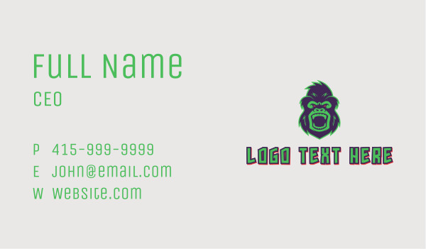 Angry Gorilla Gaming Business Card Design Image Preview