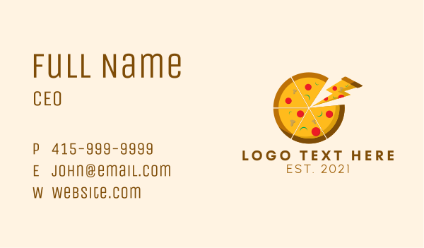 Thunder Pizza Slice  Business Card Design Image Preview