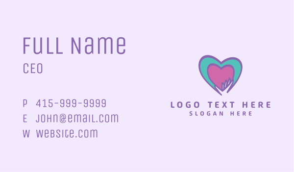 Charity Hand Heart Business Card Design Image Preview