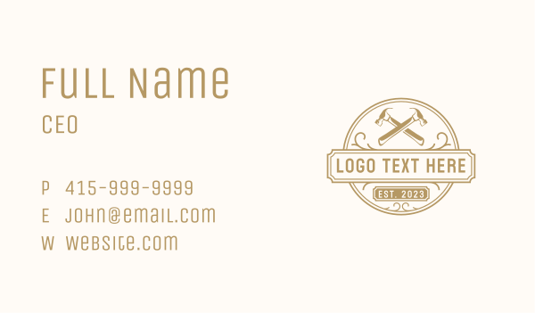 Hammer Carpentry Woodwork Business Card Design Image Preview