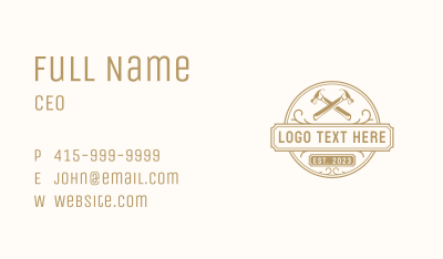 Hammer Carpentry Woodwork Business Card Image Preview