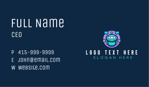 Cute Robot Messaging Business Card Design Image Preview