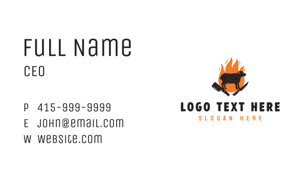 Cow Knife Flame Barbecue Business Card Design Image Preview