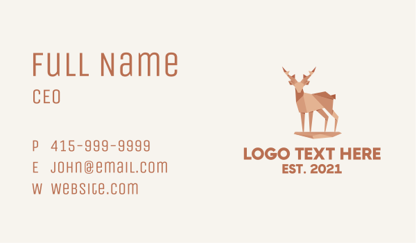 Deer Stag Origami  Business Card Design Image Preview