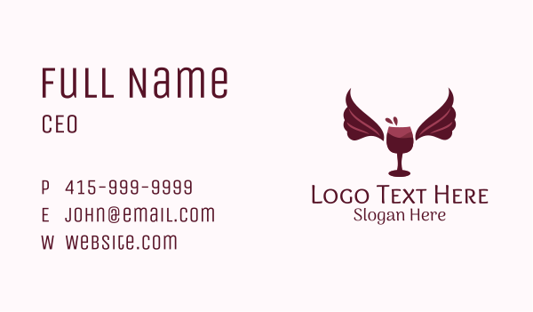 Wings Wine Glass  Business Card Design Image Preview