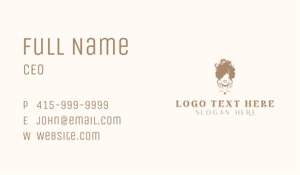 Curly Hairstyle Woman Business Card Design Image Preview