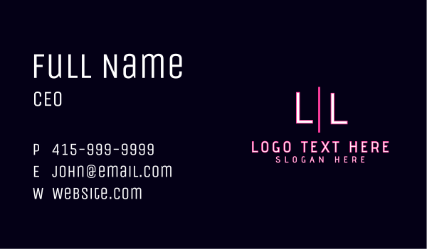 Pink Neon Letter Business Card Design Image Preview