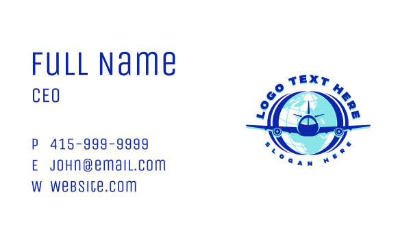 Global Flight Airplane Business Card Design Image Preview