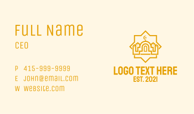Golden Muslim Mosque  Business Card Image Preview