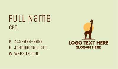 Brown Giraffe Silhouette Business Card Image Preview