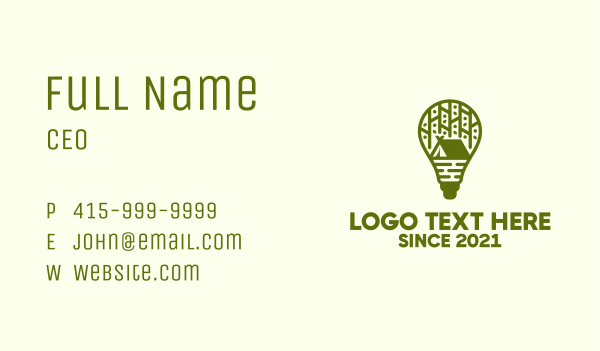 Green Camping Light Bulb Business Card Design Image Preview