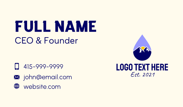 Outdoor Mountain Droplet  Business Card Design