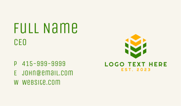 Agriculture Cube Letter M Business Card Design Image Preview