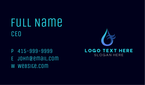 Water Wave Droplet Business Card Design Image Preview