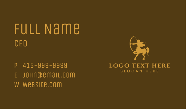 Elegant Gold Centaur  Business Card Design Image Preview