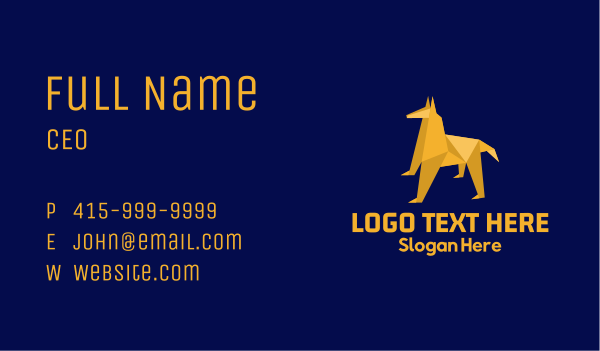 Yellow Hound Origami Business Card Design Image Preview