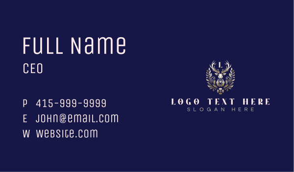 Luxury Floral Deer Business Card Design Image Preview