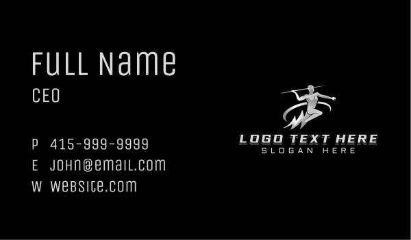 Javelin Athlete Lightning Business Card Design Image Preview