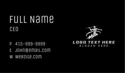 Javelin Athlete Lightning Business Card Image Preview