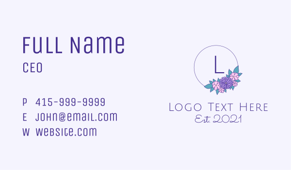 Botanical Flower Wreath Letter Business Card Design Image Preview