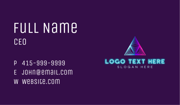 Pyramid Neon Triangle Business Card Design Image Preview