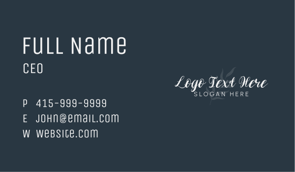 Simple Leaf Wordmark Business Card Design Image Preview