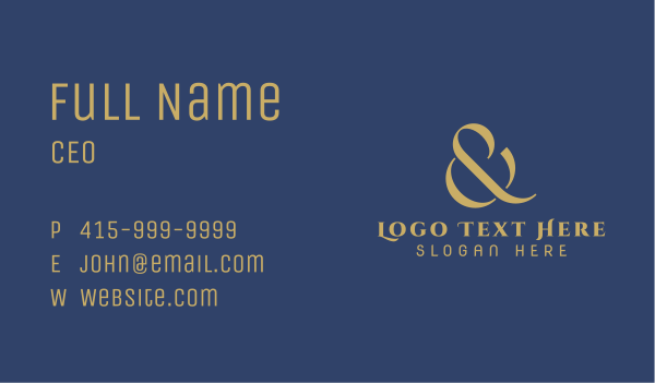 Gold Ampersand Lettering Business Card Design Image Preview