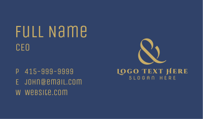 Gold Ampersand Lettering Business Card Image Preview