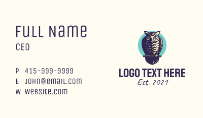 Forest Owl Mascot  Business Card