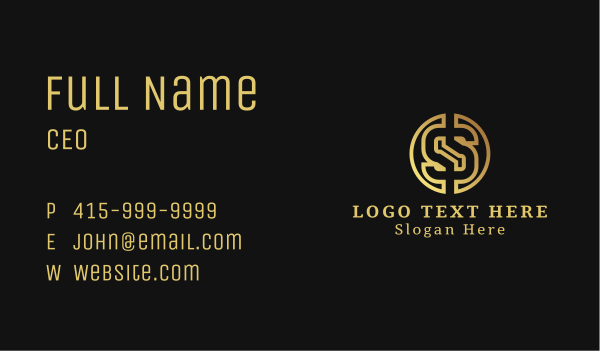 Gold Cryptocurrency Letter S Business Card Design Image Preview