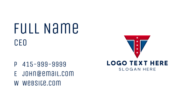 Patriotism Triangle Letter T  Business Card Design Image Preview