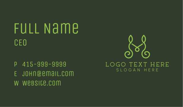 Green Vine Letter M Business Card Design Image Preview