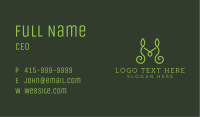 Green Vine Letter M Business Card Image Preview