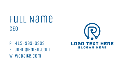 Blue Circuit Letter R  Business Card Image Preview