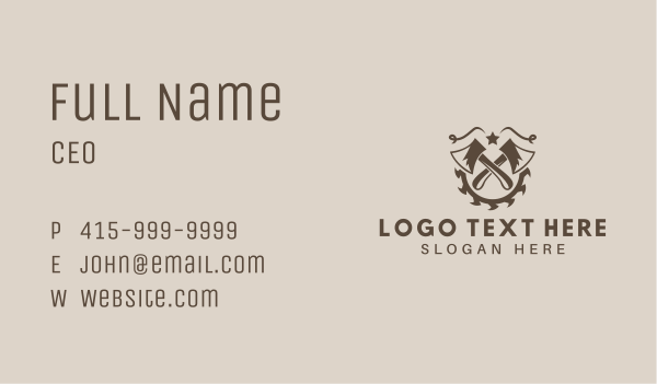 Brown Axe Lumberjack Business Card Design Image Preview